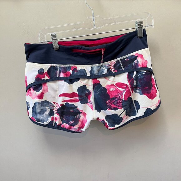 Lululemon Speed Shorts- Size 6. Inky Floral Ghost Inkwell Bumble Berry / Inkwell - Picture 2 of 5